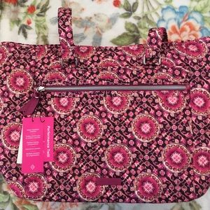 Laptop Work Tote VB Raspberry Medallions